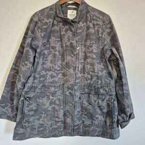 Denver Hayes Camo Canvas Utility Jacket Zip Up Adjustable Waist XL